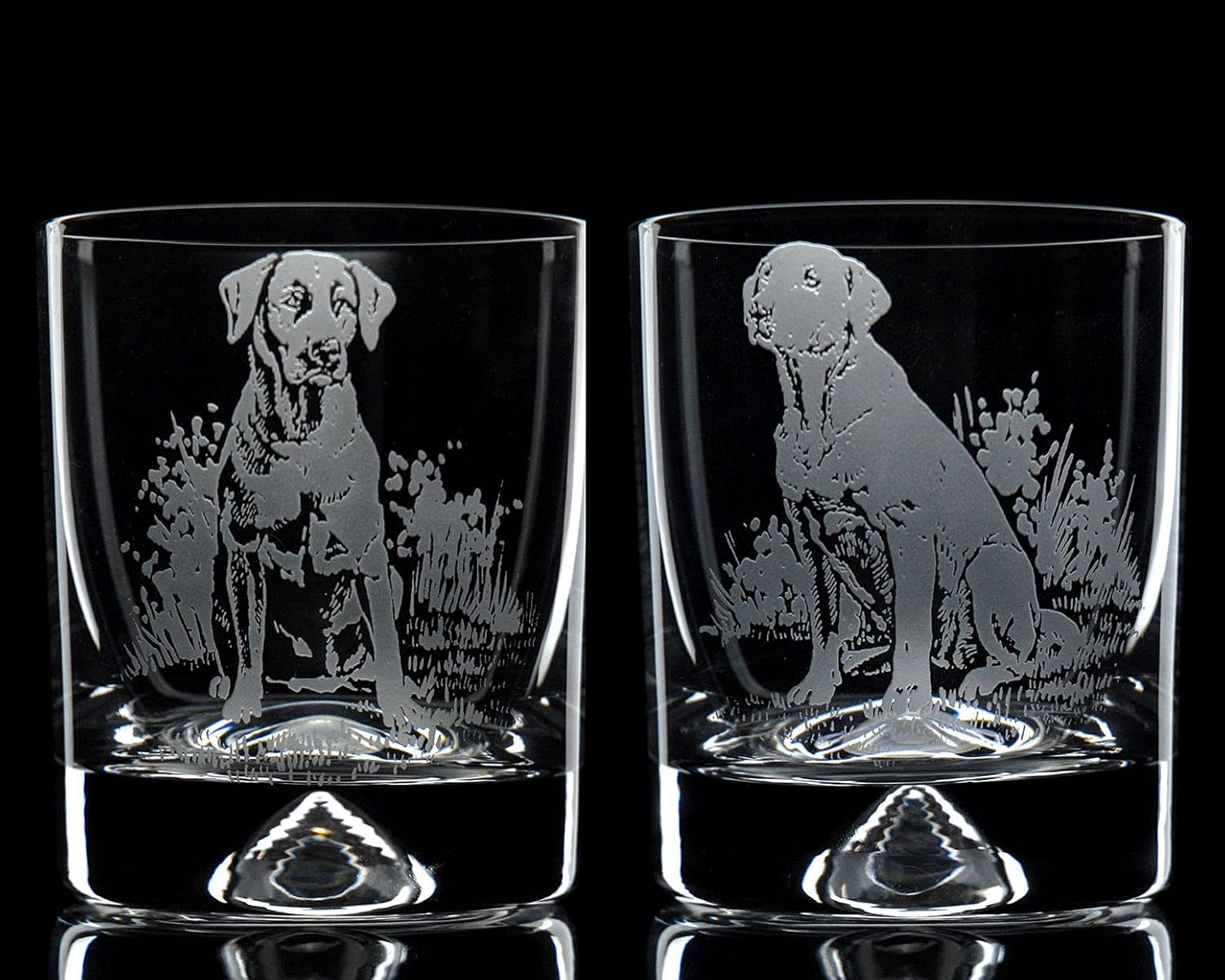 Labrador Whisky Tumbler Glass Dogs Engraved Placement Two