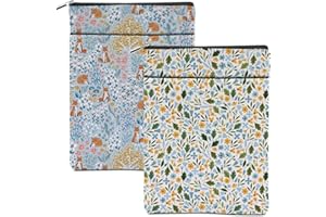 HANAMIYA NA 2 Pieces Book Sleeve Forest Fox Daisy Flower Botanical Floral Book Accessories Washable Book Covers for Hardcover Reading Accessories for Book Lovers Book Club Gifts for Women Girls Mama Best Friend