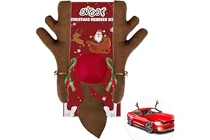ovsor Christmas Reindeer Car Kit for Christmas Car Decorations, 4 in 1 Rudolph Set Reindeer Ornament Costume Auto Accessories for Any Vehicle Decor