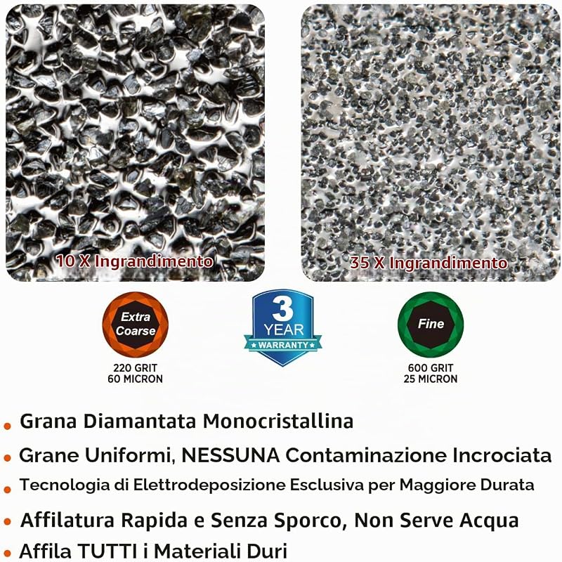 120N Pietra Abrasiva Diamantata A Doppia Grana Per Affilare Coltelli Da Caccia, Coltelli Da Outdoor E Utensili Da Giardino, 220/600 (Extra Grossa/Fine)