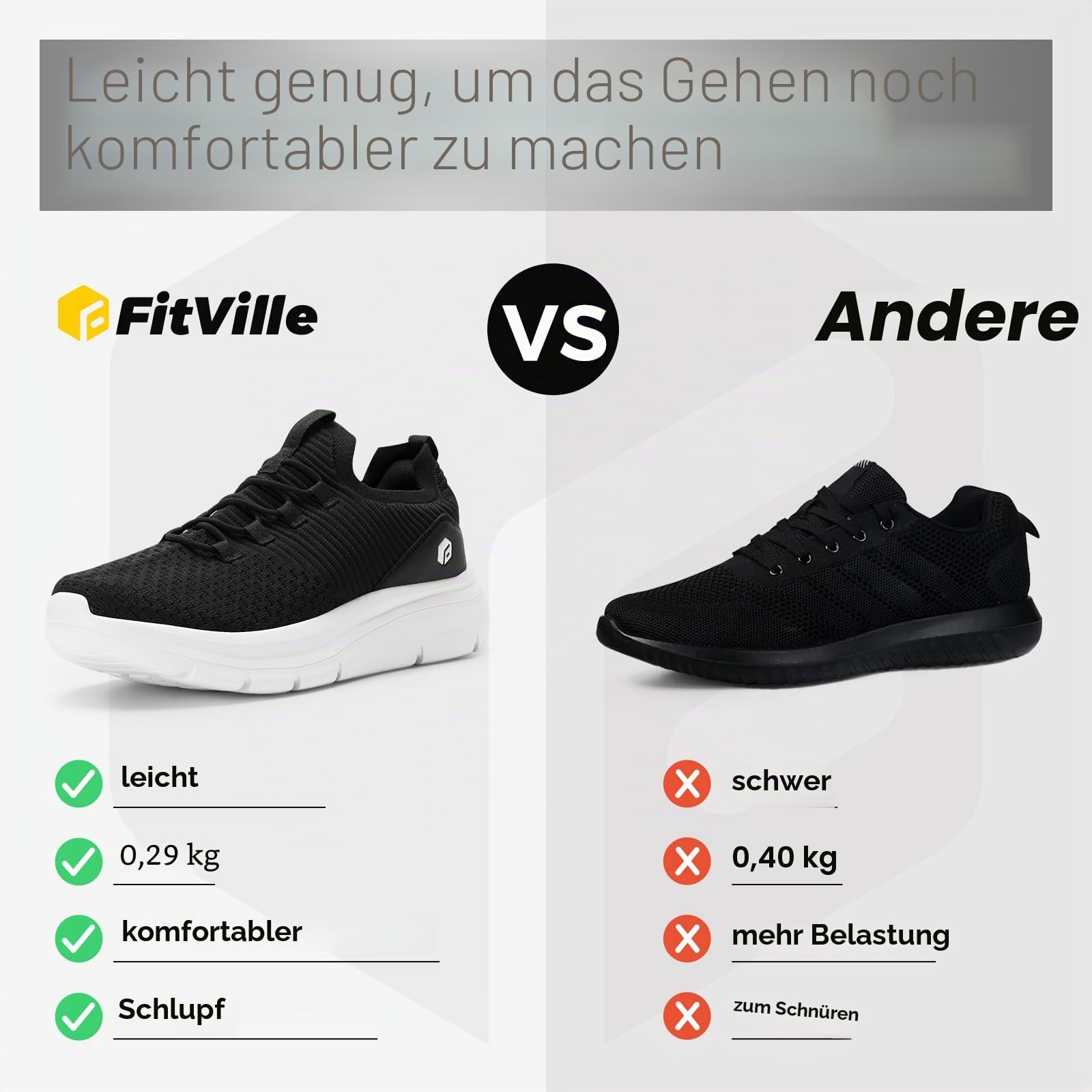 FitVille Slip On Sneakers Herren Walkingschuhe Extra Weit Sportschuhe Leichte Laufschuhe Atmungsaktive Schlüpfen Schuhe,Schwarz,43 EU,Weit 3