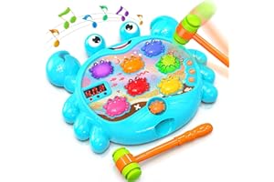 HopeRock Toys for 1 2 3 Year Old Boys, 2 Year Old Boy Gifts with 2 Hammers, Music Spray and Light-up, Toddler Game Learning T
