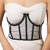 HOTWILL Underbust Corset Belts for Women Lace Up Tie Back Bustier Sheer Mesh Cincher Waist Belt