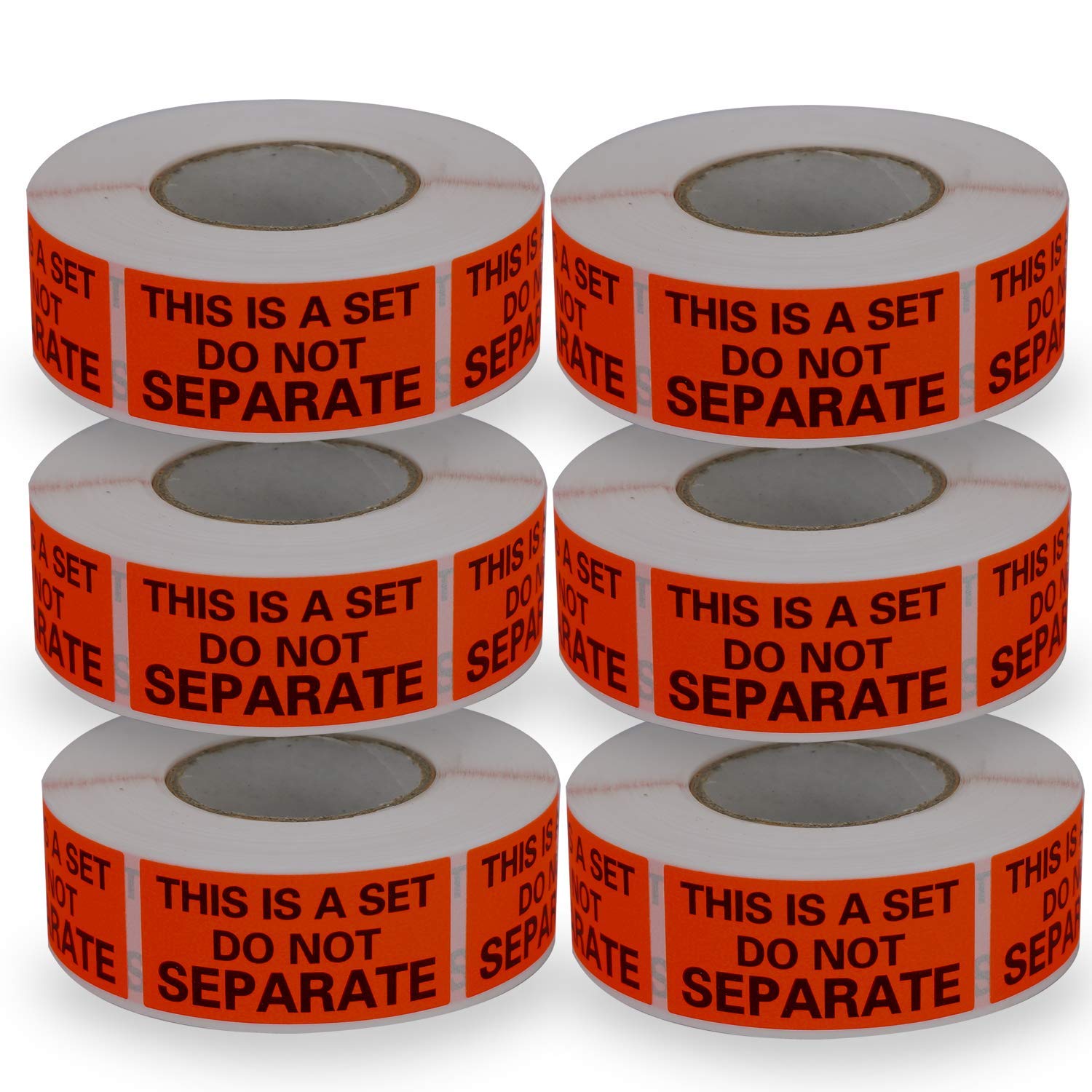 BETCKEY - Red Warning Shipping Packing Labels/Stickers, This is A Set DO NOT Separate, 25mm x 50mm, 6 Rolls/3000 Labels