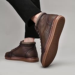 Men's Casual Oxford Sneaker Boots - Embossed Leaf