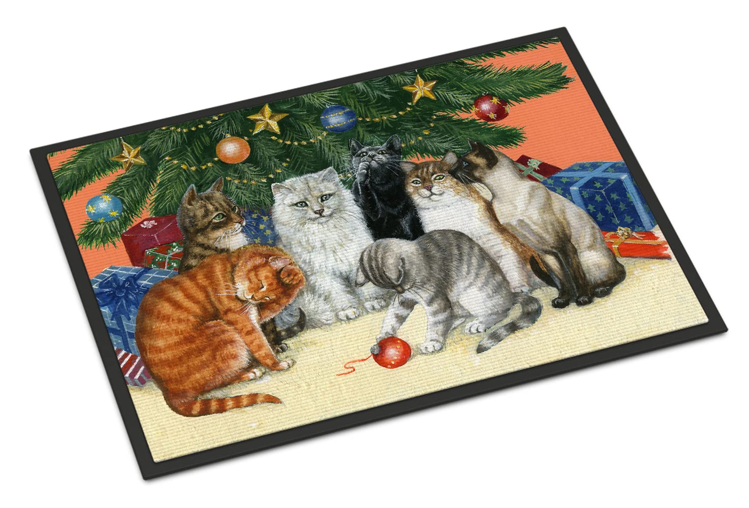 Caroline's Treasures BDBA0345JMAT Cats under the Christmas Tree Indoor or Outdoor Mat, 24 inches x 36 inches, Multicolor