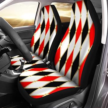 pix Red And Black Car Interior Accessories semtomn car seat covers circus harlequin patterns golden grid red white and black set of 2 auto accessories protectors car decor universal fit for car