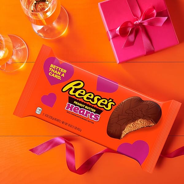 REESE’S MILK CHOCOLATE PEANUT BUTTER HEARTS, VALENTINE’S CANDY PACK, 16 OZ (2 PIECES)