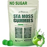 JUYIHEAL 16 in 1 Sea Moss Gummies with Ashwagandha Black Seed Oil Bladder Wrack Turmeric Vitamin C & D3 with Manuka Burdock Root, Irish Sea Moss Gummies for Women & Men, Vegan Green Apple