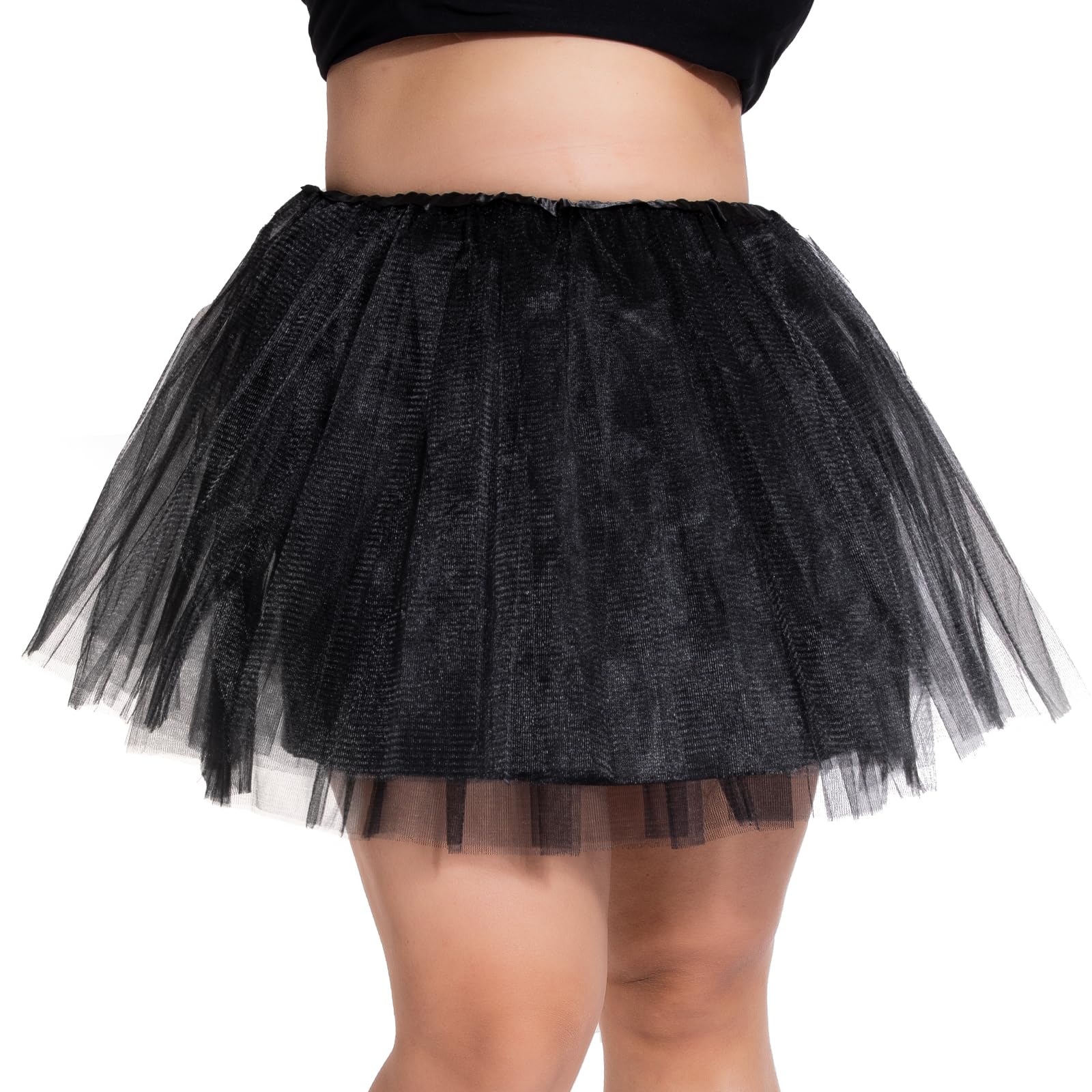 PLIKSUVER Women's Tutu Skirts 4 Layered Tulle Tutu Skirt for Adult Teen Ballet Dance Parties Fancy Dress Halloween Costume (Black) — image 1