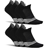 Feetures Elite Light Cushion No Show Tab Ankle Socks - Sport Sock with Targeted Compression - (6 Pair)