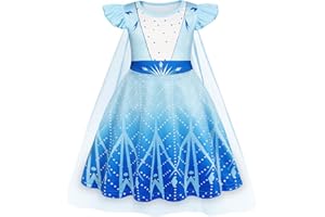 AmzBarley Princess Costume Kids Halloween Dress Up for Girls Toddler Outfit Birthday Party Clothes with Cape 1-10 Years