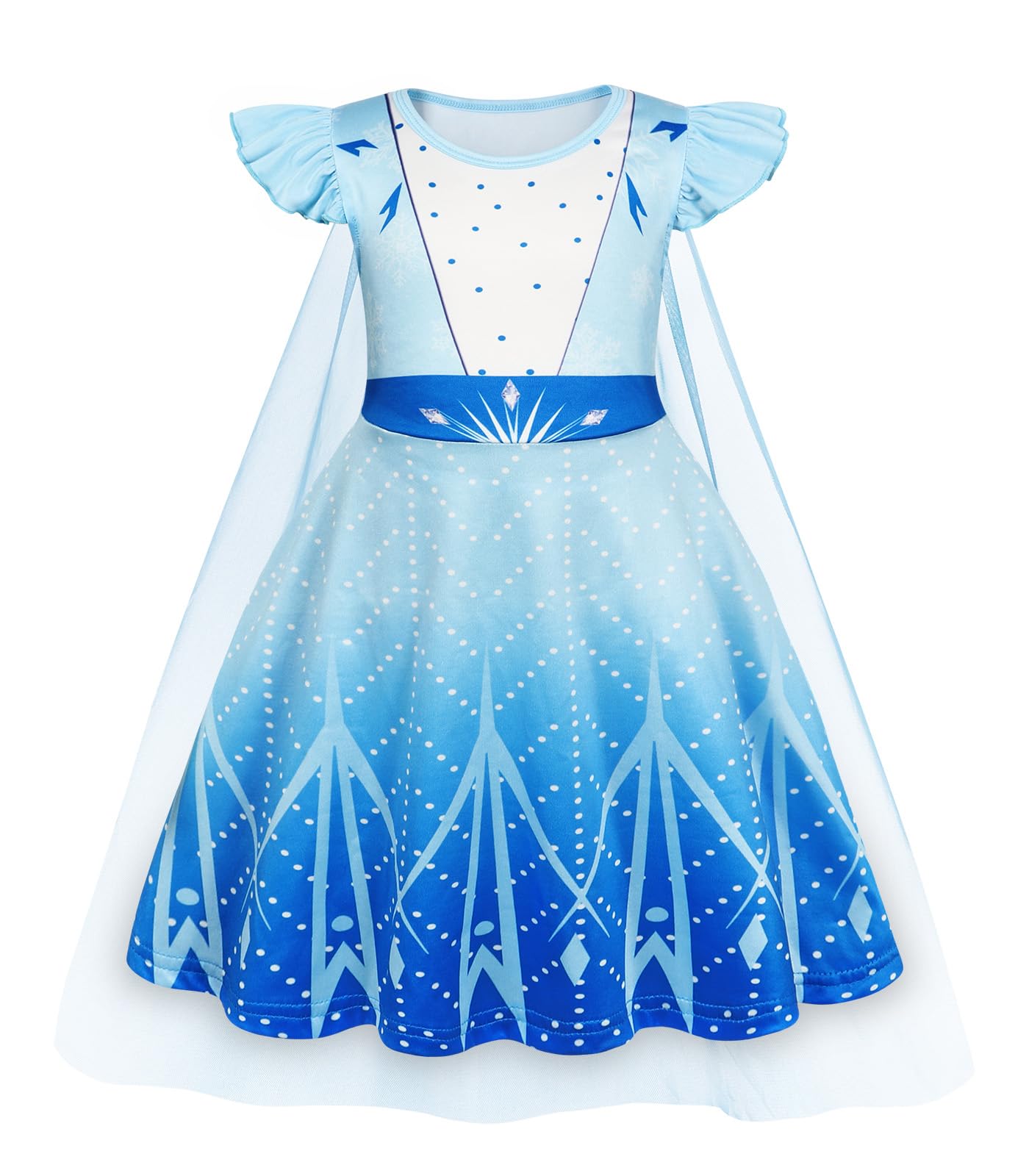 Jurebecia Princess Costume Princess Fancy Dress with Cape Princess Dress Up for Halloween Chrismas Blue 9-10 Years