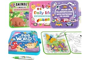 Timetome Reusable Watercolor Book Magic Watercolor Book with Pen Fairytale Just Add Water, Animal and Dinosaur Themes, Increa