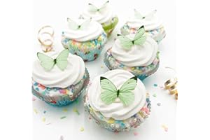 SUGAR ROBOT INC. Sugar Robot Edible Butterflies for Cake Decorating - Small Pastel Green Butterfly Cake Toppers and Cupcake Toppers - Decoration Made in the USA - Premium Crafted (Green)