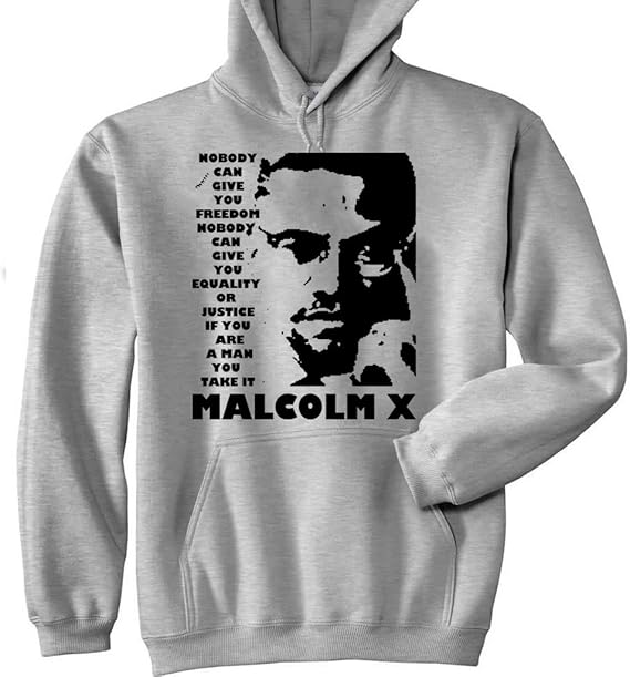 teesquare1st Men's Malcolm X Nobody Quote 1 New Grey Cotton Hoodie Size XXLarge Amazon.co.uk