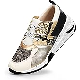 LUCKY STEP Women's High Heel Wedge Sneakers Fashion Cliff Platform Retro Lace Up Casual Shoes