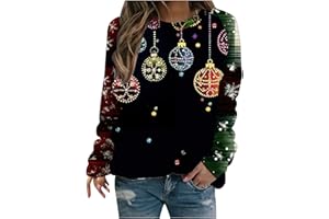 Frostluinai Christmas Sweatshirt Women Long Sleeve Xmas Tree Christmas Shirts Holiday Xmas Blouse Tops