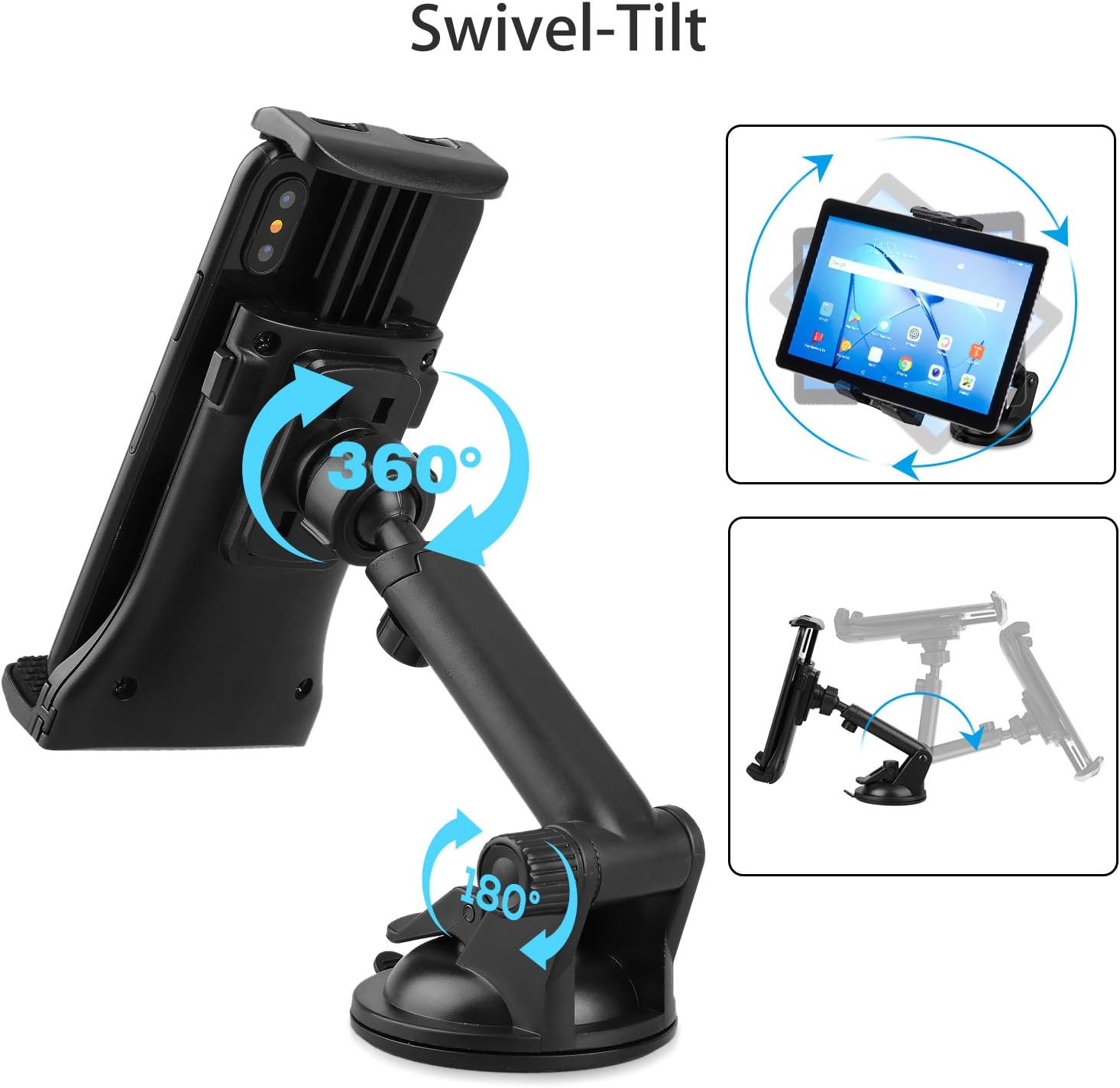 Linkstyle Car Phone Holder, Adjustable Suction Car Phone Mount 360° Rotation for Dashboard & Windscreen, for 5.5-11" Devices - Image 4