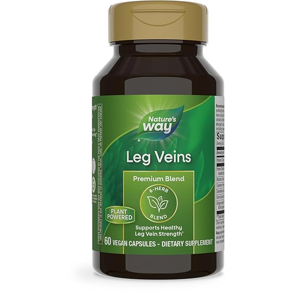 NATURE’S WAY LEG VEINS, SUPPORTS HEALTHY LEG VEIN STRENGTH*, 6-HERB BLEND, WITH HORSE CHESTNUT EXTRACT, DANDELION, GLUTEN FREE, 60 VEGAN CAPSULES (PACKAGING MAY VARY)