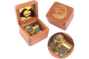 Sinzyo Natural Wooden Music Box with Customizable Photos Wind Up Musical Box Gifts for Christmas,Birthday and Valentine's Day(Character Rosewood, Tone:Can't Help Falling in Love)