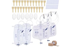 DOKIBI External Condom Catheter for Incontinence for Elderly Men,24pcs 25mm Soft Latex Sets,2 pcs 1000ml Leg Bags,2 pcs 2000ml Urine Bags 6pcs Stabilization Device with 2 Rolls of Tape Male