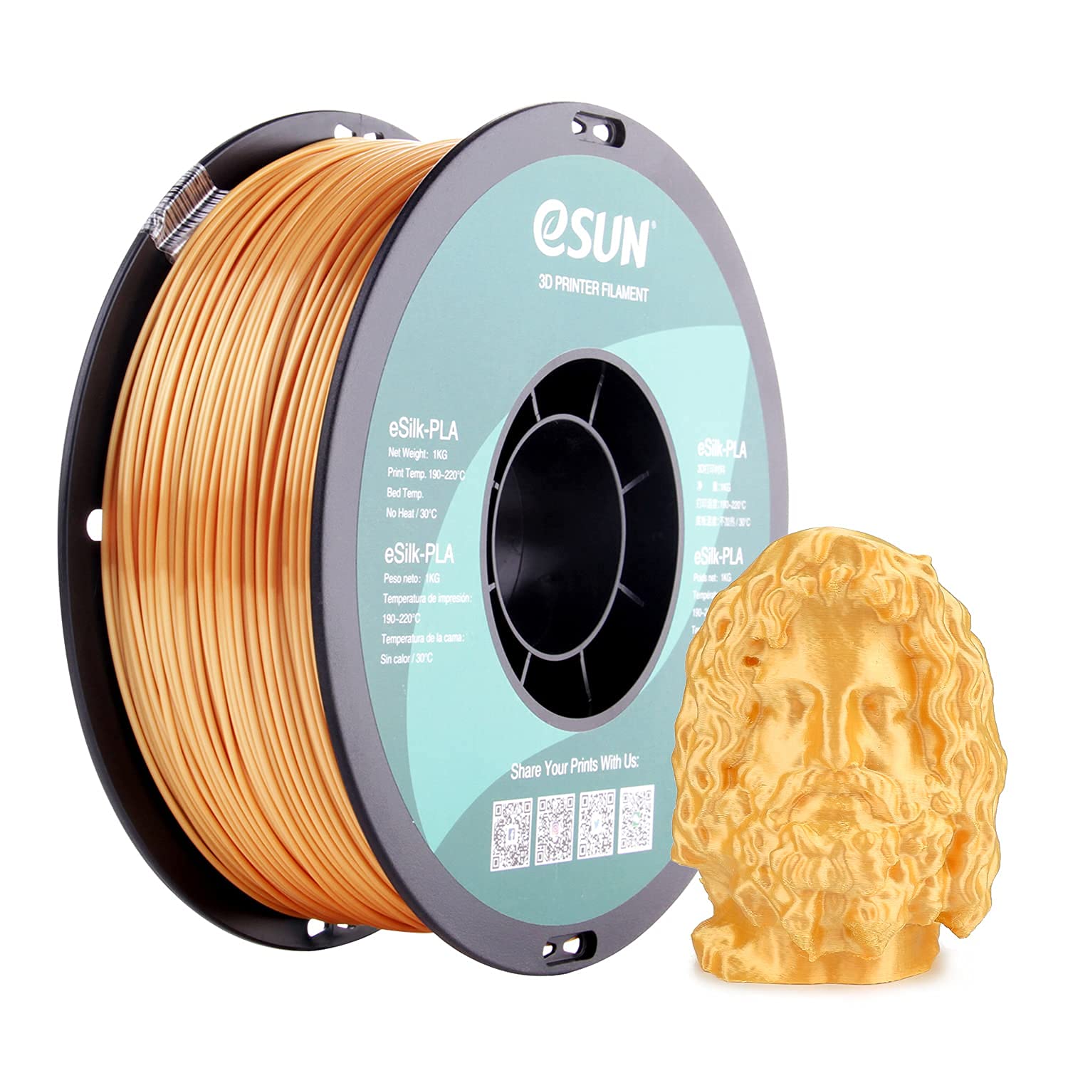 eSUN eSilk- PLA Filament, Gold, 1.55 kg