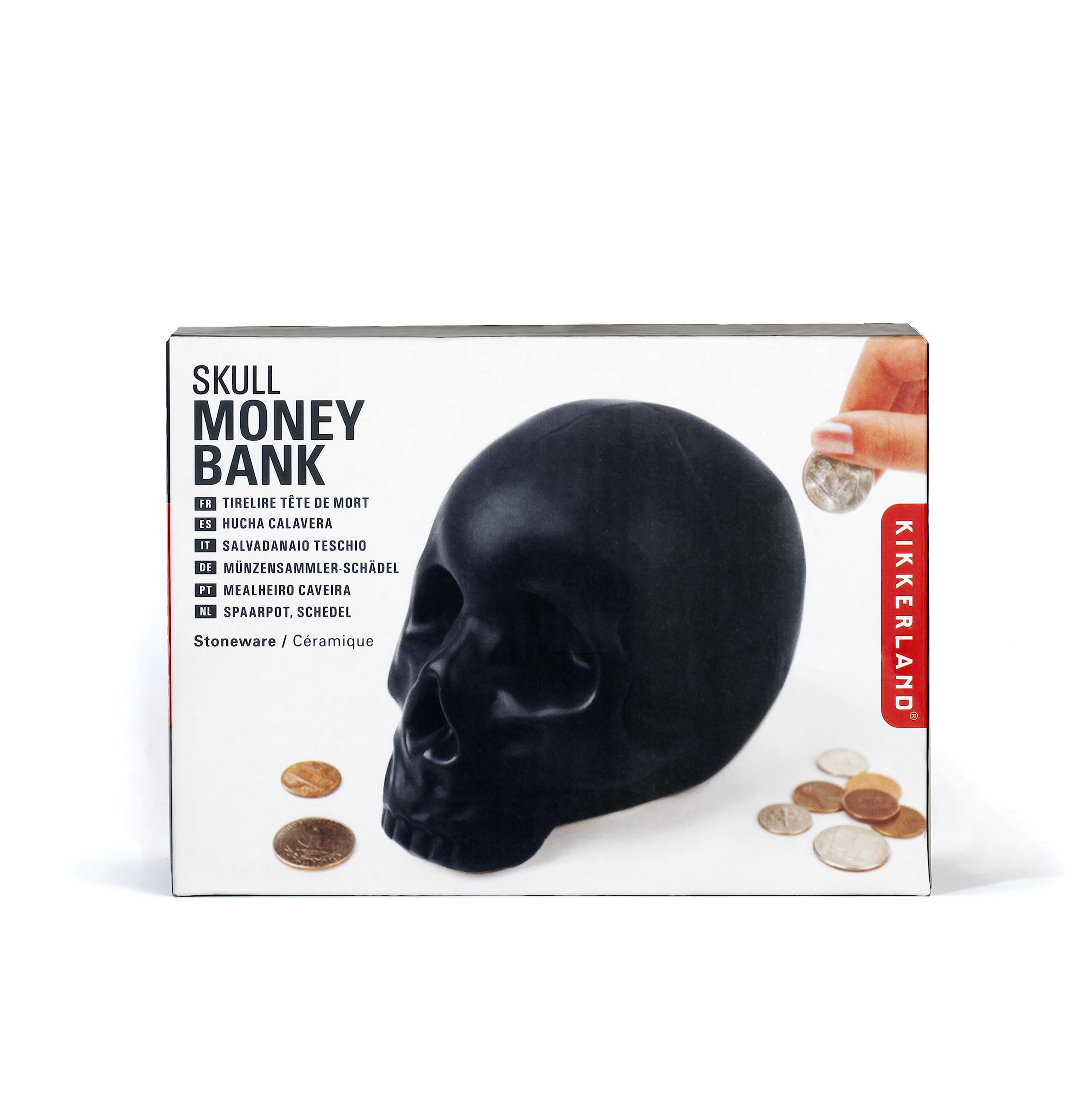 Kikkerland Skull Coin Bank, Rubber, Black, One Size — image 1
