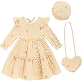 Toddler Girl Dress Kids Long Sleeve Ruffle Dresses Fall Winter Outfit Hat Bag Floral Girls Casual Playwear Dress