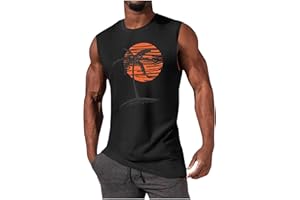 iudam Mens Summer Beach Tank Top Tropical Hawaiian Palm Tree Print Sleeveless Shirts Muscle Tee Vacation Shirts