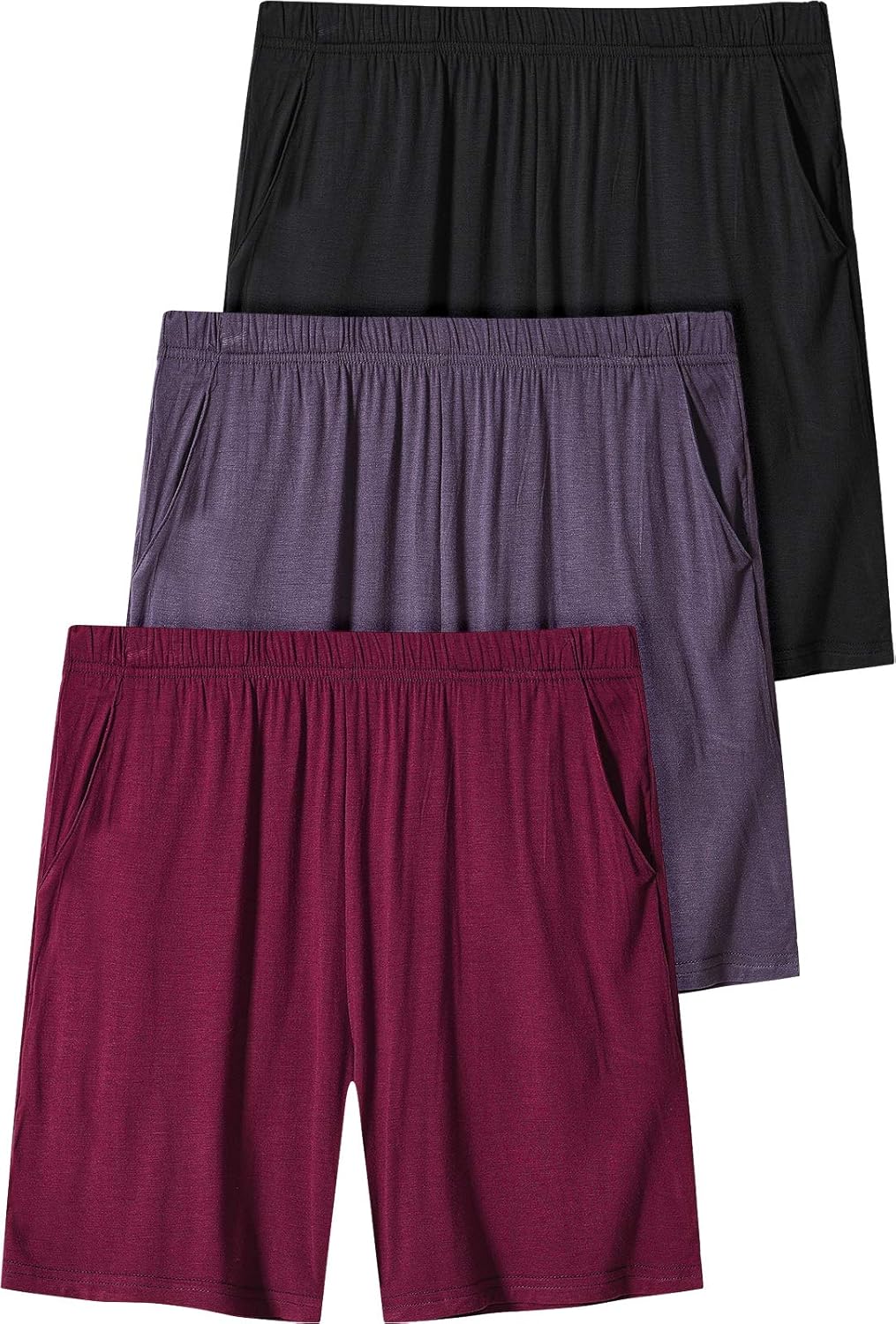 AIRIKE Women's Pajama Shorts Elastic Waisted Lightweight Woven Sleep Shorts Stretch Lounge Boxer Shorts with Pockets, 3 Pack at  Women’s Clothing store