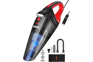 AstroAI Car Vacuum Cleaner, Portable Handheld Vacuum and Car Accessories, 16.4 Ft Cord-12V DC Power, LED Light, w/3 Attachmen