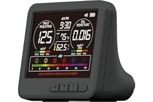 MORPTRA Professional Indoor Air Quality Monitor with 7X AQI Alarms,16 in 1 Portable Real-Time Detector for PM2.5 | PM10 | CO2 | TVOC | HCHO | Temp | Hum for Home Cars Plants Pets (Black)