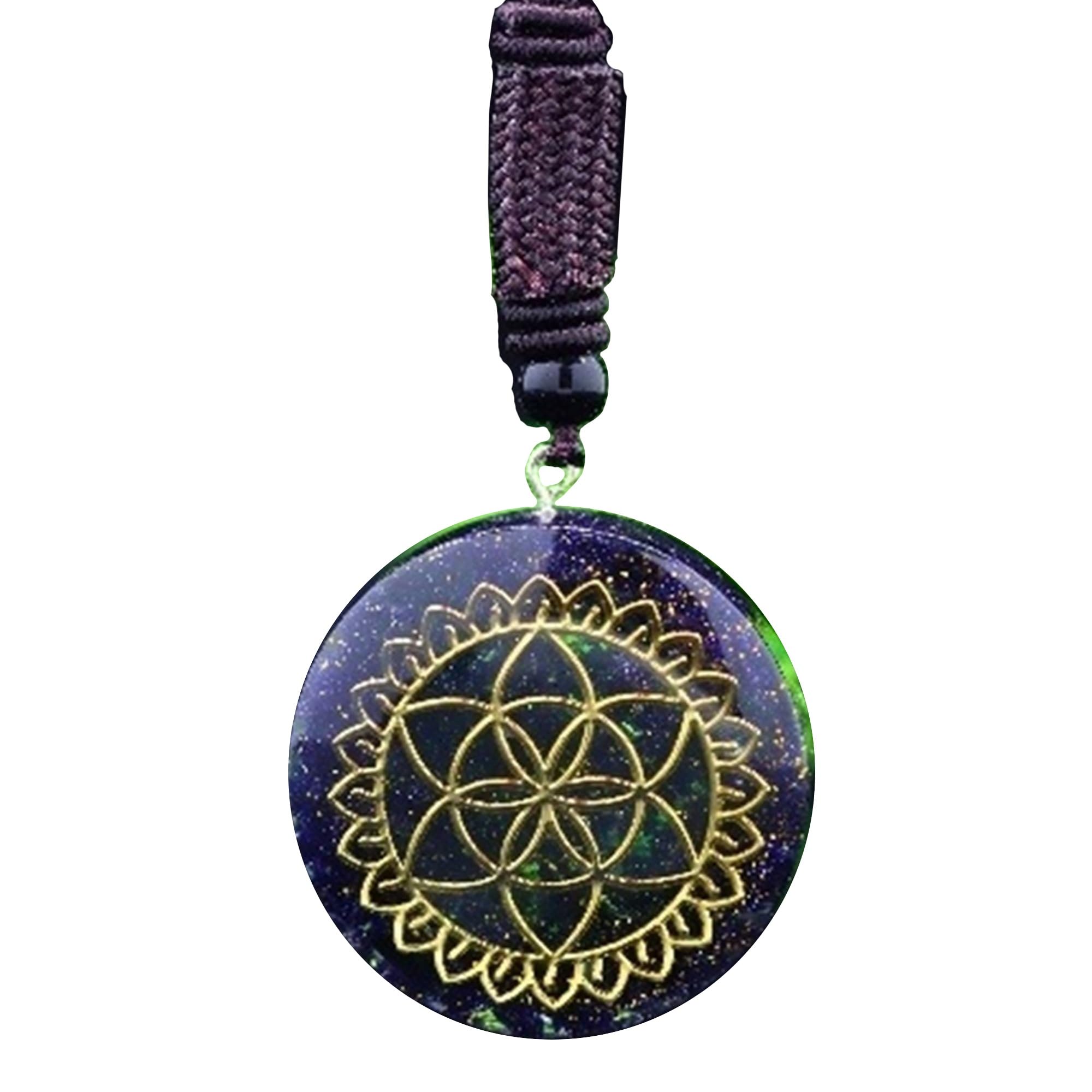KETLIXS Orgone Necklace,Seed of Life Metatron Cube Merkaba Healing Chakra Crystal Stone for Yoga Meditation,Blue