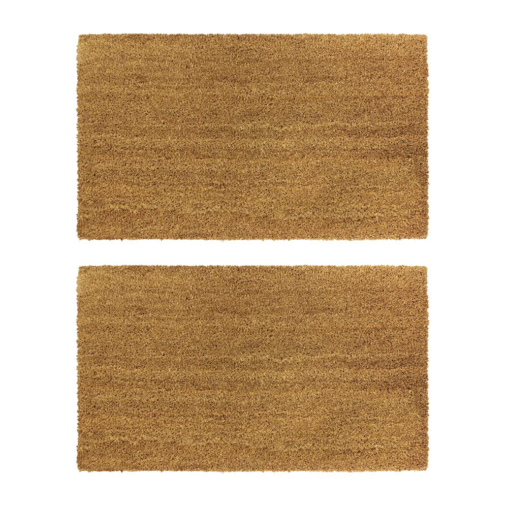 JVL Manor Plain Latex Backed Coir Doormat, 40x70cm, Pack of 2