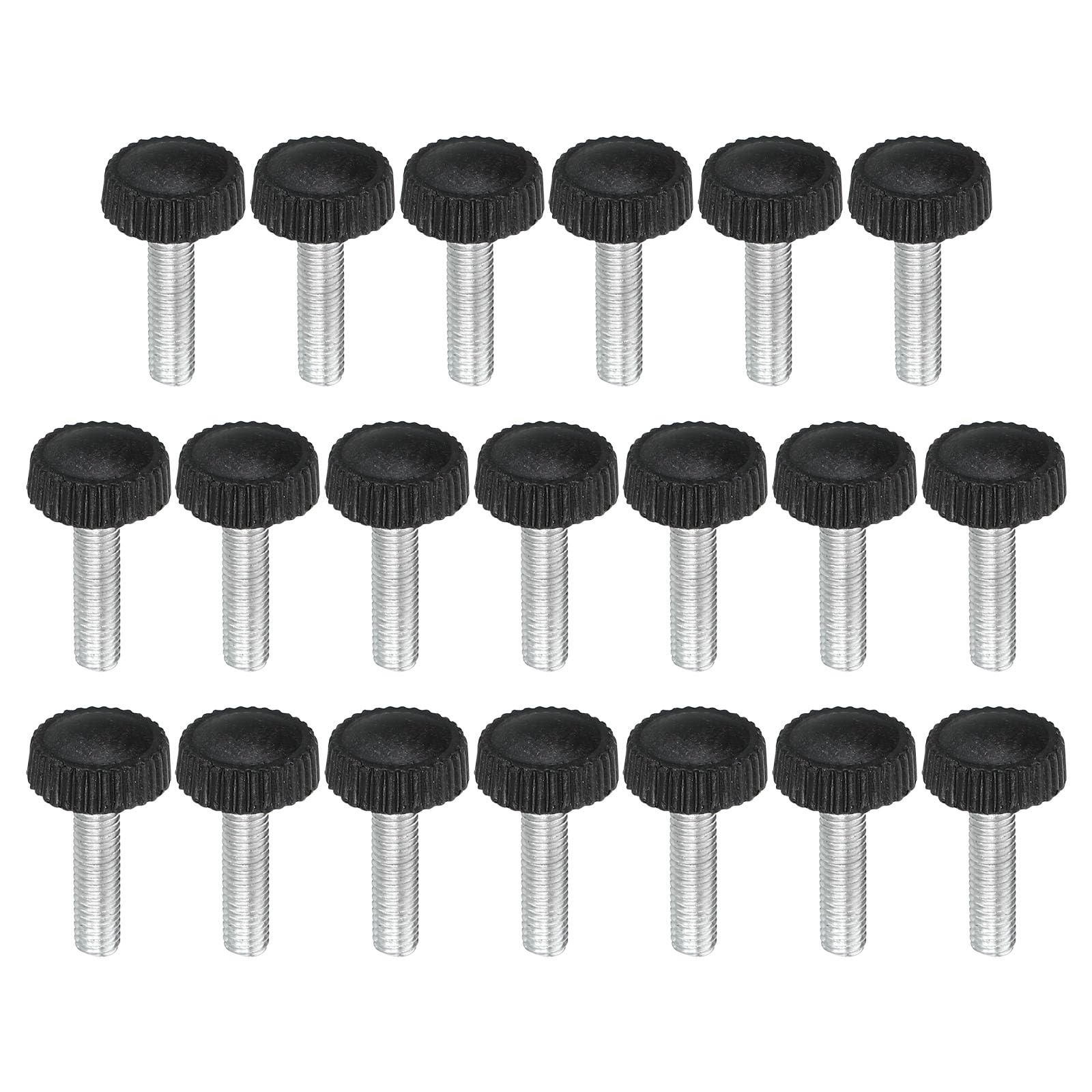 PATIKIL M5x20mm Knurled Thumb Screws, 20 Pack Male Thread Round Clamping Screws Knobs Hand Grip Bolts Mounting Fasteners for Lighting Furniture Hardware Black