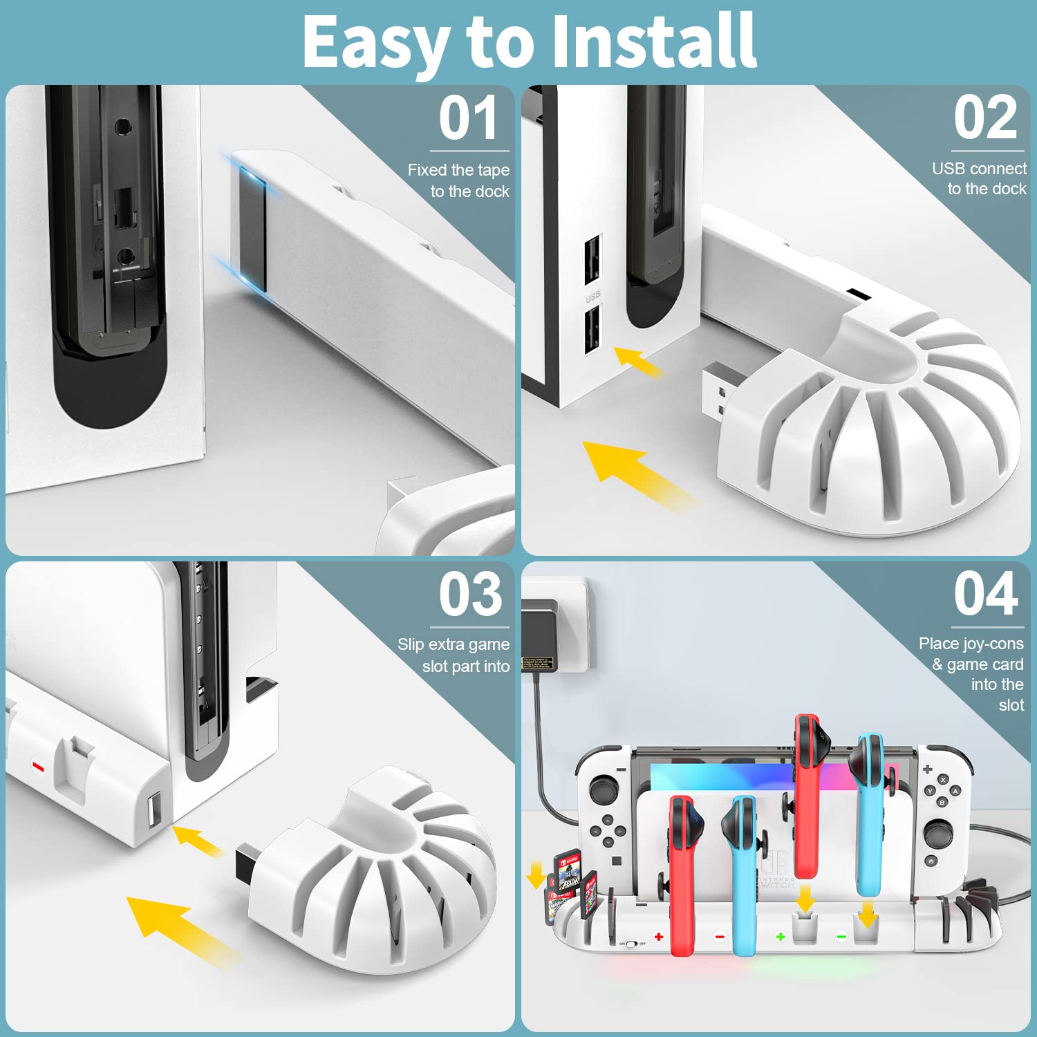 Switch Controller Charger Dock Station for Joycons, OIVO Upgraded 16 Game Slots Charging Dock Compatible with Nintendo Switch & OLED Model Joy-con, Charger for Nintendo Switch Joycon Controller-White