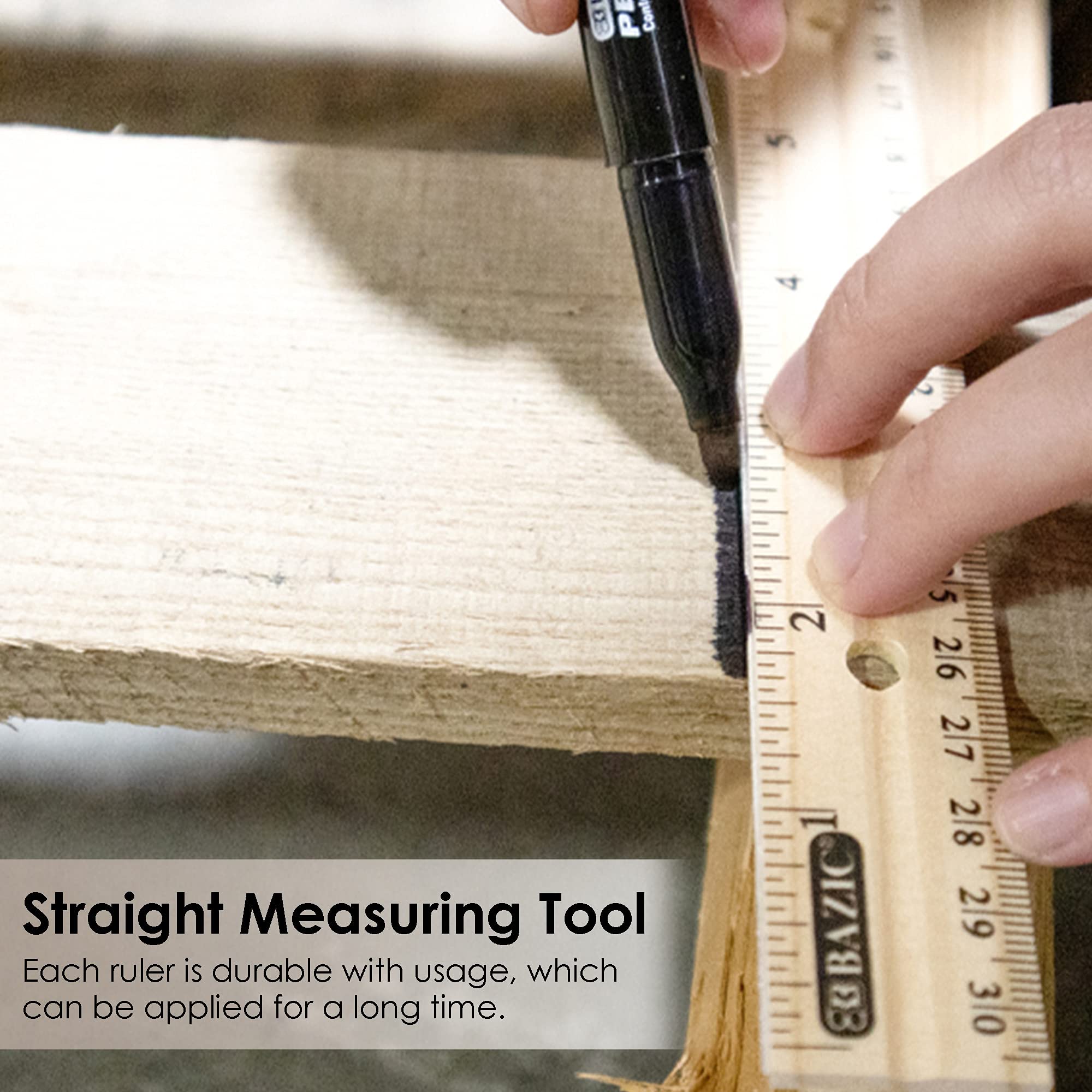 Amzshop Ruler Mua BAZIC Wooden Ruler 12