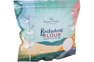 RELATIVE FOODS Organic Buckwheat Flour – Naturally Buckwheat Powder – 100% Whole Grain, Non-GMO, High Fiber – Organic Gluten Free Flour Great for Baking, Pancakes, Soba Noodles – 5lb Resealable Bag