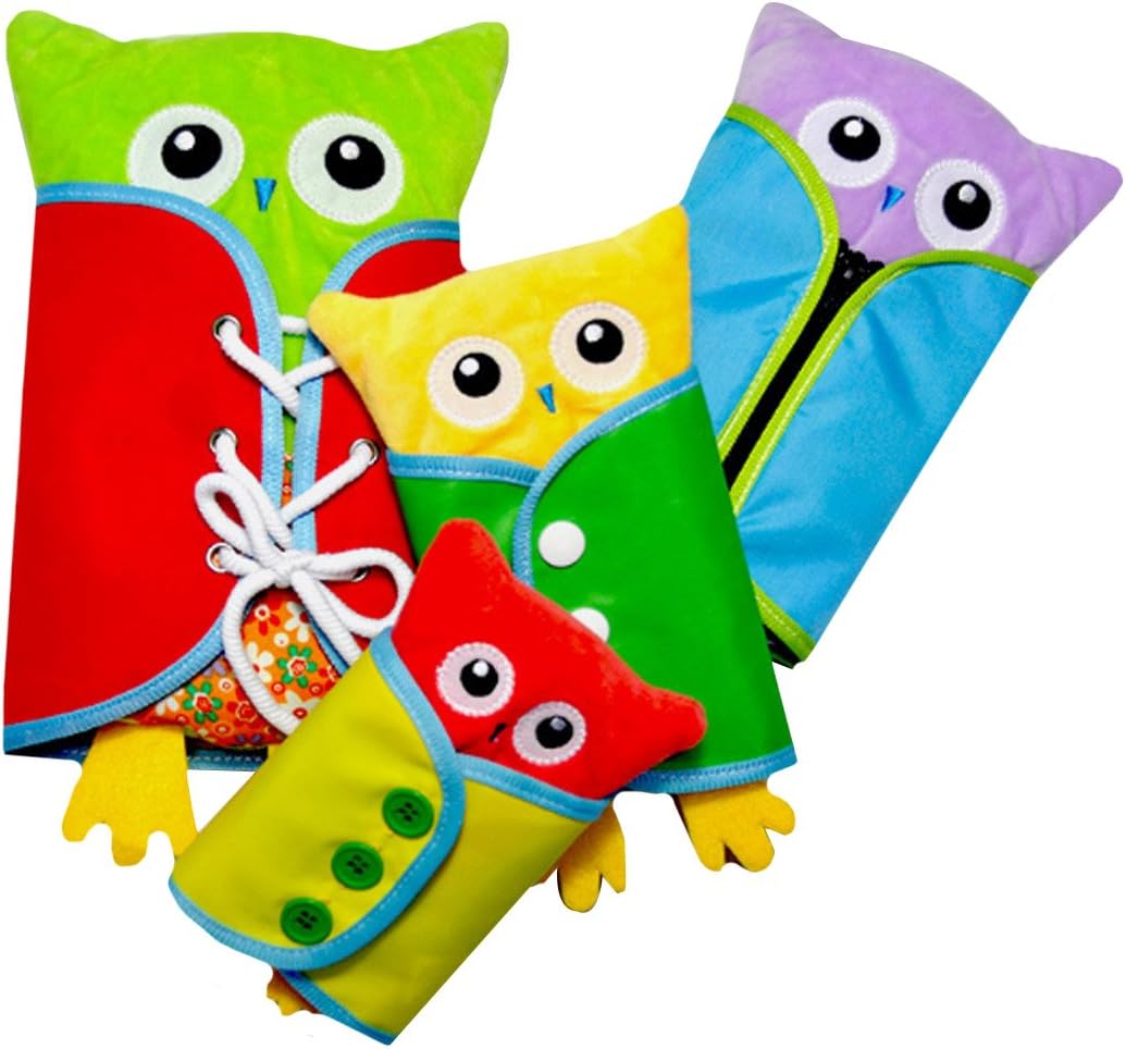 Kennedy Creative Owl Shape Plush Learn to Dress Toys Children Early Education Basic Life Skill Toy -4PCS (Owl Styles)