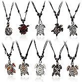 Pingyongchang Artificial Bone Carving Sea Turtles Pendant Necklaces Gifts for Women Men Adjustable Rope 6/10 Pcs -10Pcs