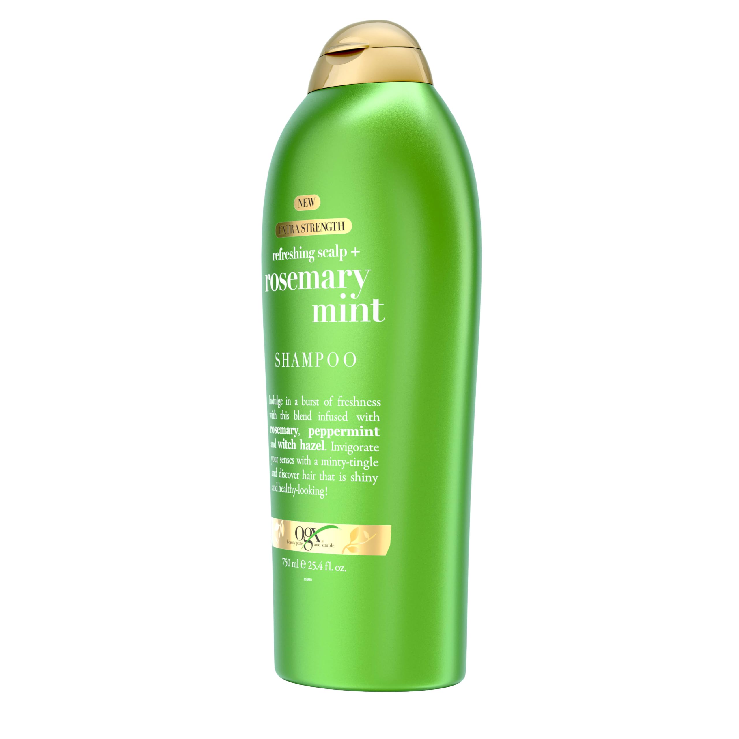 OGX Extra Strength Refreshing Scalp + Rosemary Mint Shampoo, Clarifying Shampoo for Oily Hair Helps Remove Oil & Residue to Clear Away Buildup, Sulfate-Free Surfactants, 25.4 fl. oz