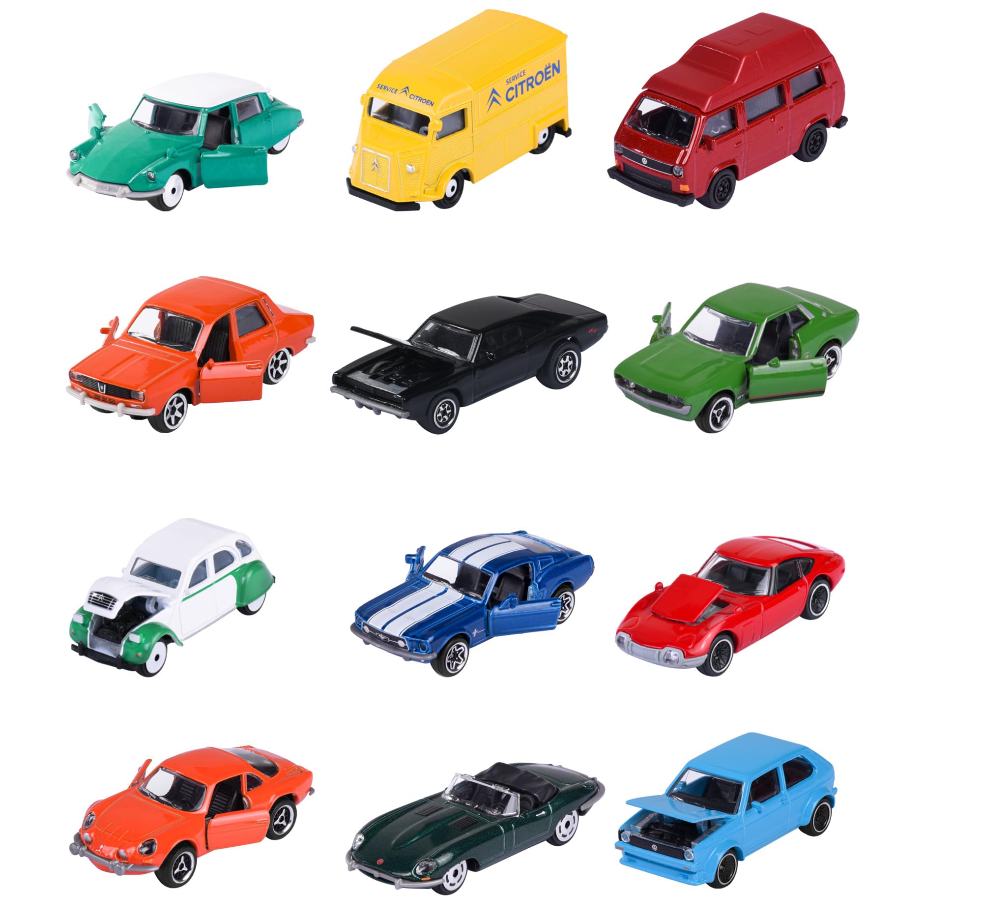 Majorette Vintage Assortment, Vintage Cars, Vintage Cars, Metal Toy Car, Miniature Vehicles, Freewheel, Suspension, Delivery: 1 Piece, Random Selection, 6 Different Models, 7.5 cm