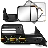 SIZIOM Switchback Towing Mirrors for Dodge Ram 1500 (2009-2018), 2500/3500 (2010-2018), Ram Classic (2019-2024) Side Mirrors with Power Heated Dynamic Turn Signal Running Lights Puddle Lamp Pair Set