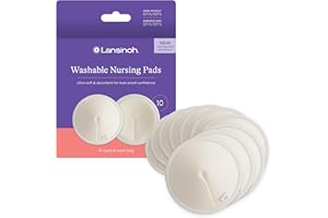 Lansinoh Washable Nursing Pads, Made with Organic Bamboo Viscose, Reusable Breast Pads for Breastfeeding with Wash Bag, Breas