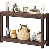 Besiost 47" Farmhouse Wood Entryway Table Narrow Console Table with Storage Behind Couch Sofa Table with Shelves Entry Way Tables with Open Storage, Easy Assembly, Black Walnut