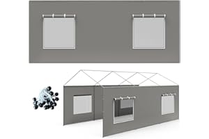 FLOUREE Carport Canopy Replacement Sidewall 20x6.6 FT Fits 10x20, 12x20, 20x20 FT Carport with Roll-up Windows, Waterproof & UV Protected, Easy Assembly with Ball Bungees, Grey (Sidewalls Only, 2 Pack)