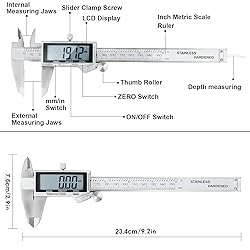 Digital Caliper, IP54 Waterproof Stainless Steel