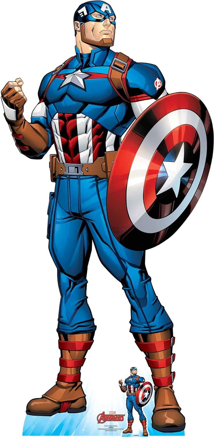 STAR CUTOUTS SC1614 Captain America Lifesize Cardboard Cut Out with Mini - Perfect for Marvel Fans Parties, and Events