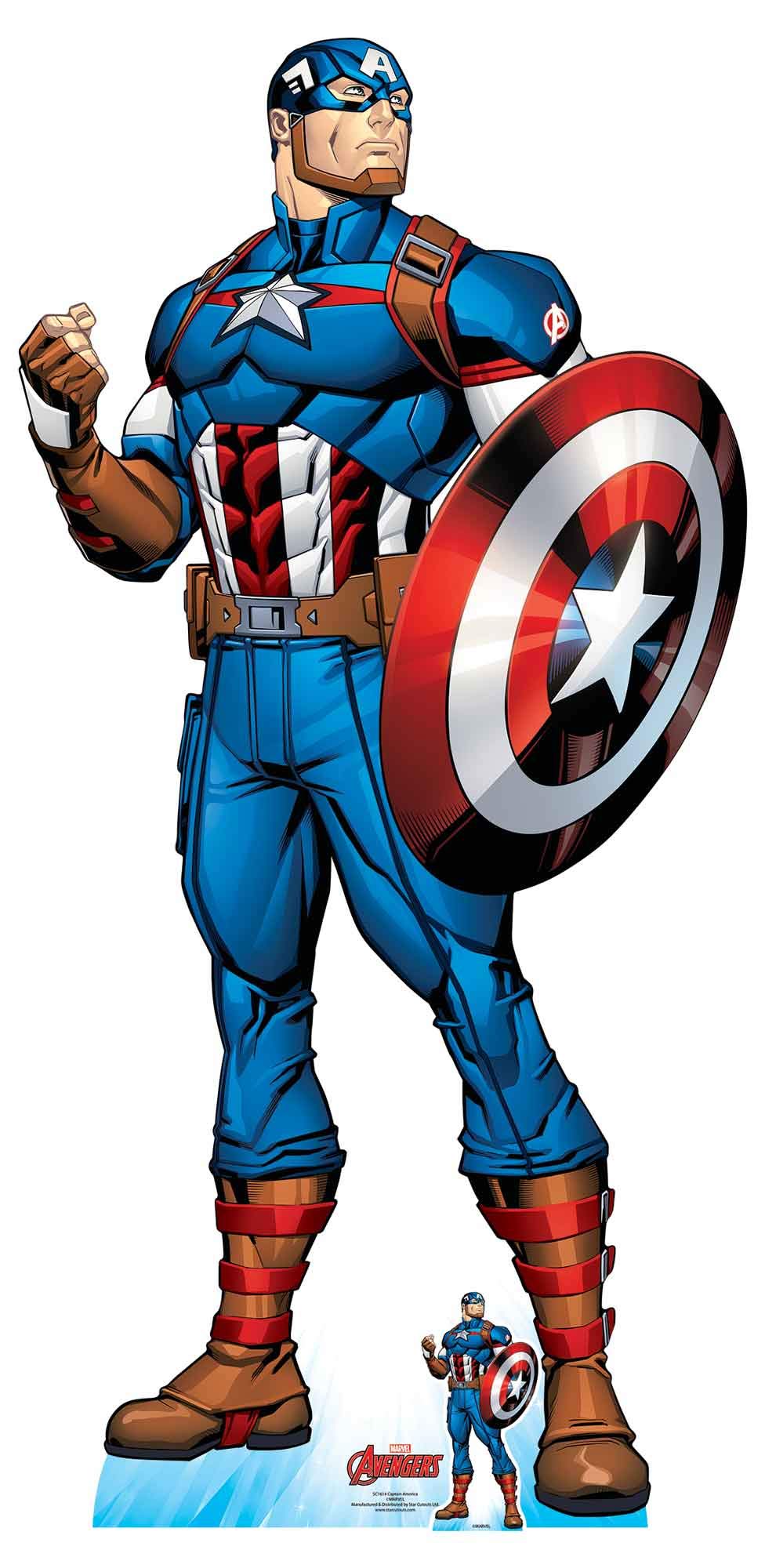 STAR CUTOUTS SC1614 Captain America Lifesize Cardboard Cut Out with Mini - Perfect for Marvel Fans, Parties, and Events